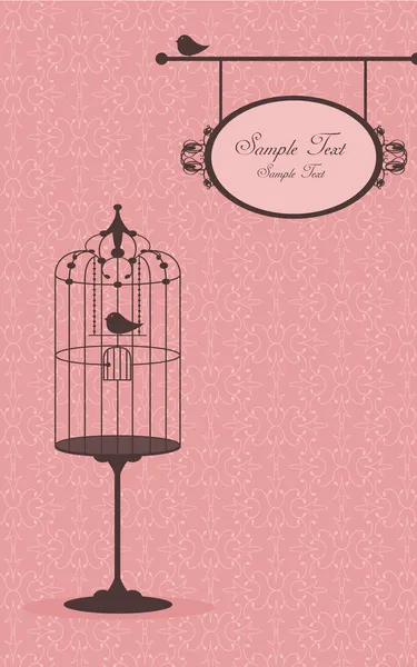 Vintage-Design mit einem Vogel im Käfig — Stockvektor