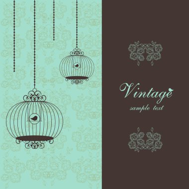 Elegant vintage design with birdcages clipart