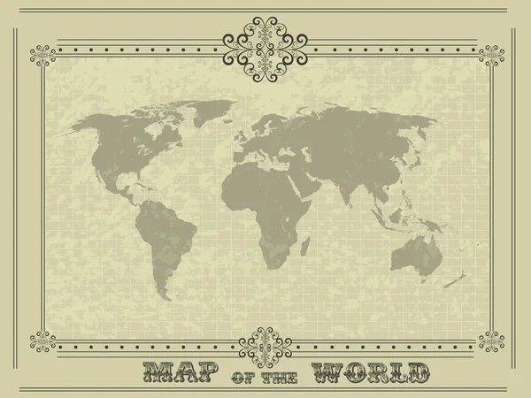 Mapa do mundo com moldura vintage —  Vetores de Stock