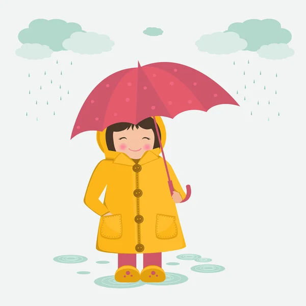 Şemsiyeli kız — Stok Vektör