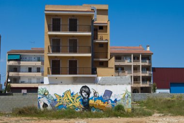 Graffiti on the wall, Proto Cristo residential district, Majorca clipart