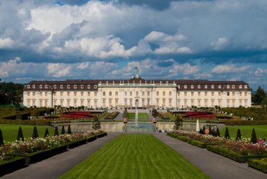 Ludwigsburg royal palace under heavy clouds clipart