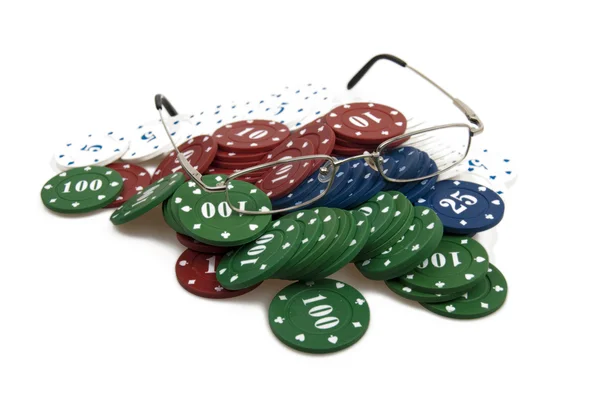 도박 칩 및 eyglasses — 스톡 사진