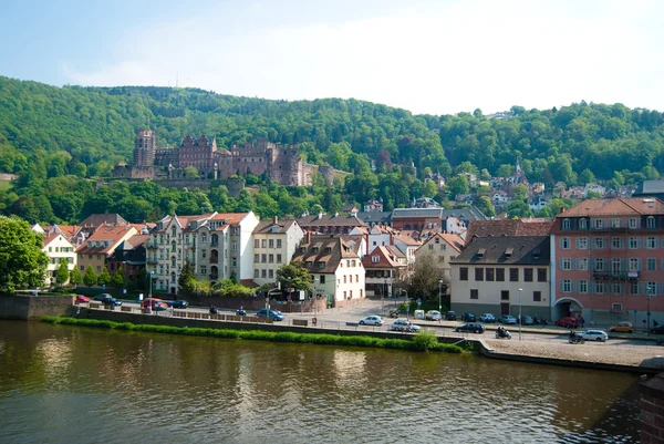 Heidelberg oude stad en het kasteel — Stockfoto