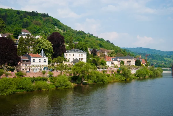 Neckar river and Heidelberg coastline — Stock Photo, Image