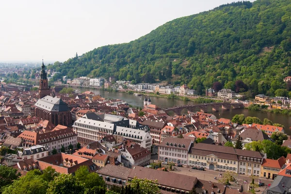 Heidelberg ponte velha e a igreja — Fotografia de Stock