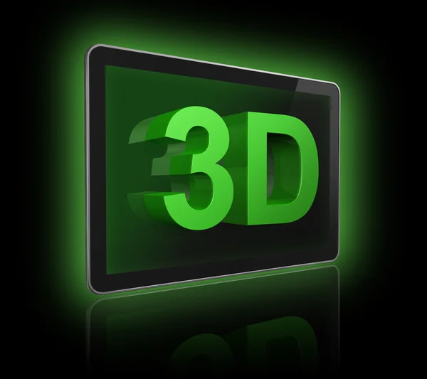 3D TV-skärm med 3d-text — Stockfoto