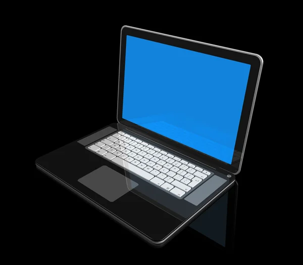 Siyah üzerine izole siyah dizüstü bilgisayar — Stok fotoğraf
