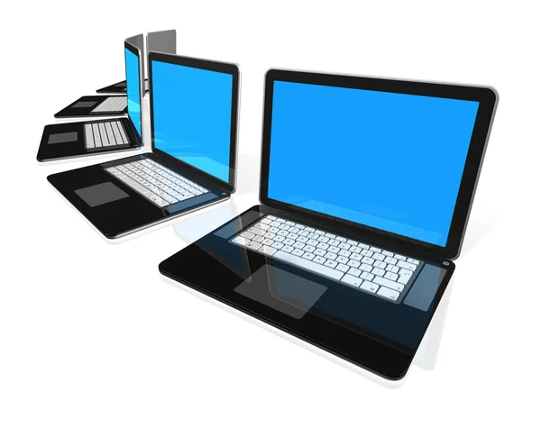 Schwarze Laptops isoliert auf weißen — Stockfoto