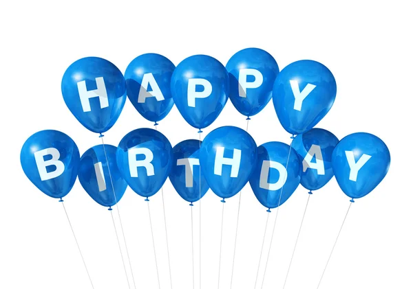 Niebieski szczęśliwy urodziny balony — Zdjęcie stockowe
