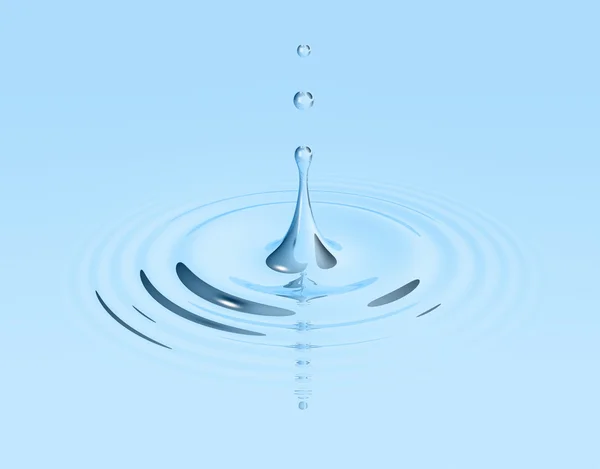Gota de água e ondulação — Fotografia de Stock