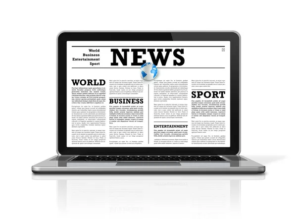 News on a laptop computer isolated on white — Stock Photo, Image