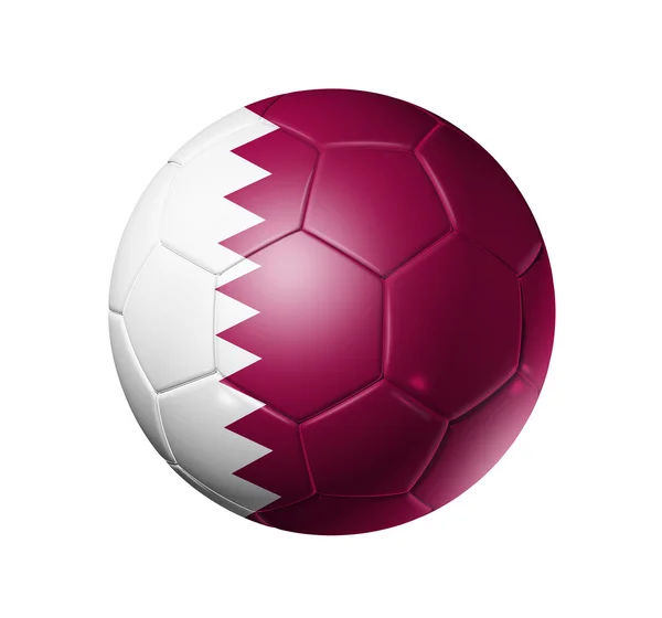 Bola de futebol de futebol com bandeira do Qatar — Fotografia de Stock