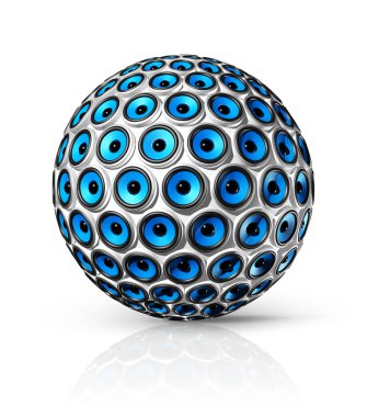 Blue speakers sphere clipart