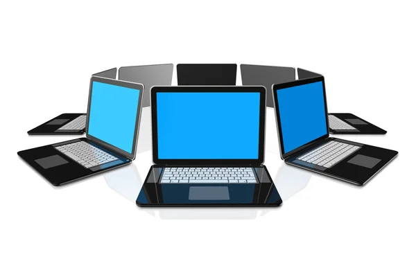 Комп'ютери ноутбуків ізольовані на білому — стокове фото