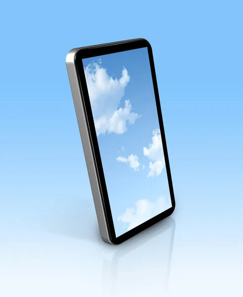 Blue sky in a mobile phone — Stock Photo, Image