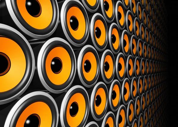Orange högtalare vägg — Stockfoto