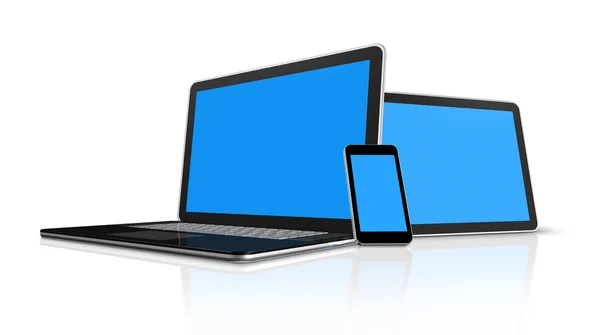 Laptop, mobiele telefoon en digitale tablet pc-computer — Stockfoto
