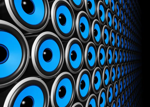 Blaue Lautsprecherwand — Stockfoto