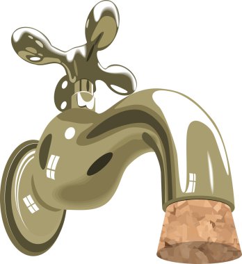 Faucet tap water sink plumbing cork clipart