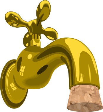 Faucet tap water sink plumbing cork clipart