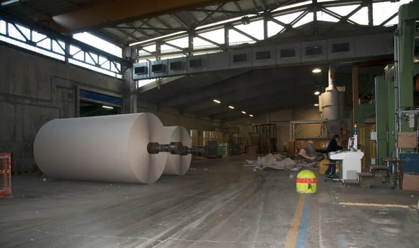 Fábrica de papel y celulosa - Rollos de cartón — Foto de Stock