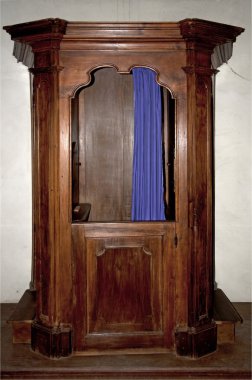Old wooden confessional clipart