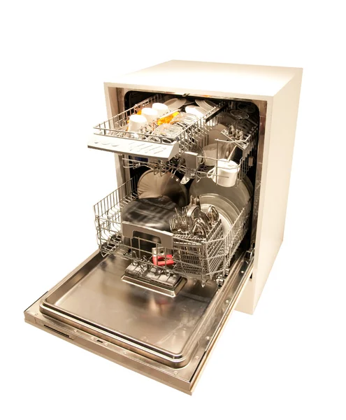 Открытая современная посудомоечная машина — стоковое фото