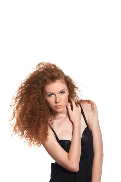 Kaunis punainen tukka nainen — kuvapankkivalokuva