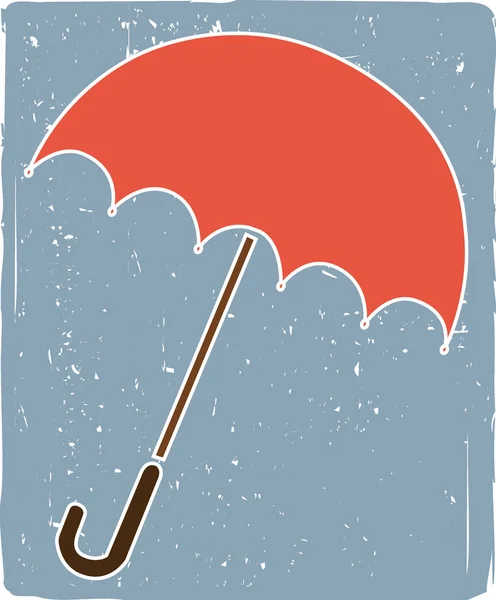 Enkel vinklade paraply ikonen omgiven av grungy vit scratchs — Stock vektor