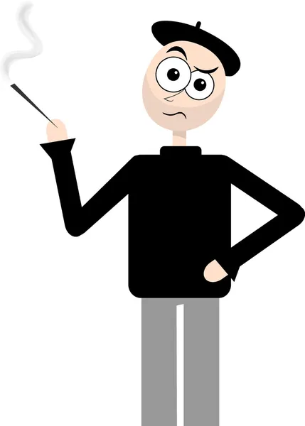 Angry Cartoon Бітнік Хіппі Чоловік Паління — стоковий вектор