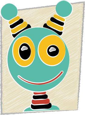 Scribble Cartoon Robot Head clipart