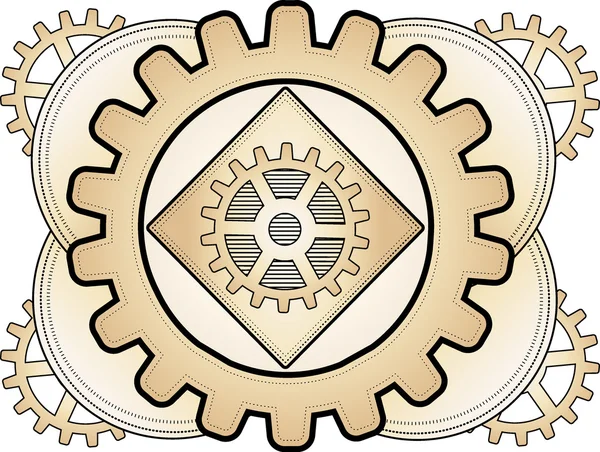 スチーム パンクな抽象的なギア飾りロゴ — ストックベクタ