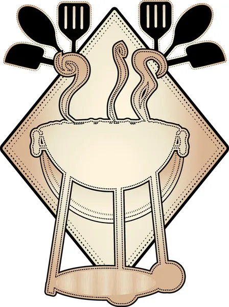 Μπάρμπεκιου λογότυπο σιλουέτα στοιχείο ταν Μπράουν — Διανυσματικό Αρχείο