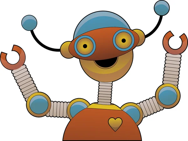 明るくカラフルな光沢のあるロボットの笑顔を応援 — ストックベクタ