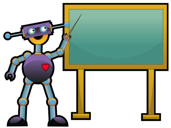 Robot wijzend naar schoolbord — Stockvector