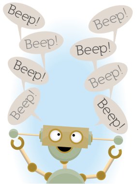 Insane cute robot saying beep clipart