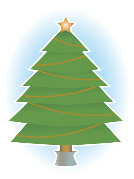 Kerstboom met neen ornamenten alleen ster en garland — Stockvector