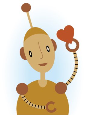 Human like robot admiring heart clipart