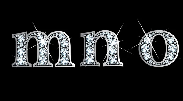 Diamant m, n en o in kleine letters — Stockvector