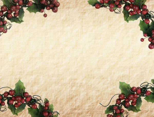 Cherry framework of christmas decorations on paper — Stock Photo, Image