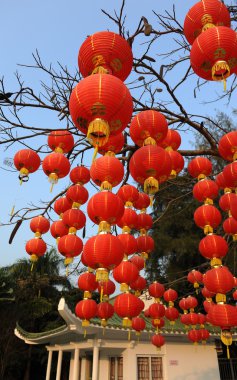 Festive chinese red lantern decorations clipart