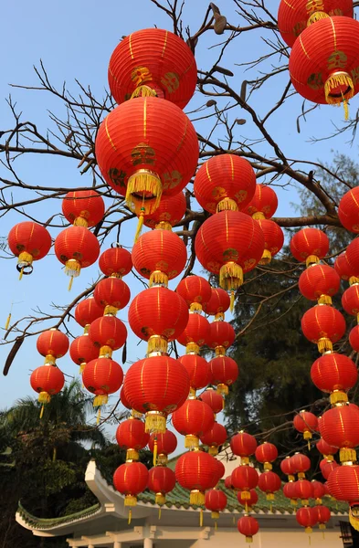 Dekoracje świąteczne chiński czerwony latarnia — Zdjęcie stockowe