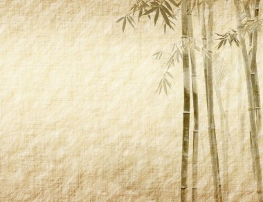 Bamboo on old grunge antique paper texture clipart