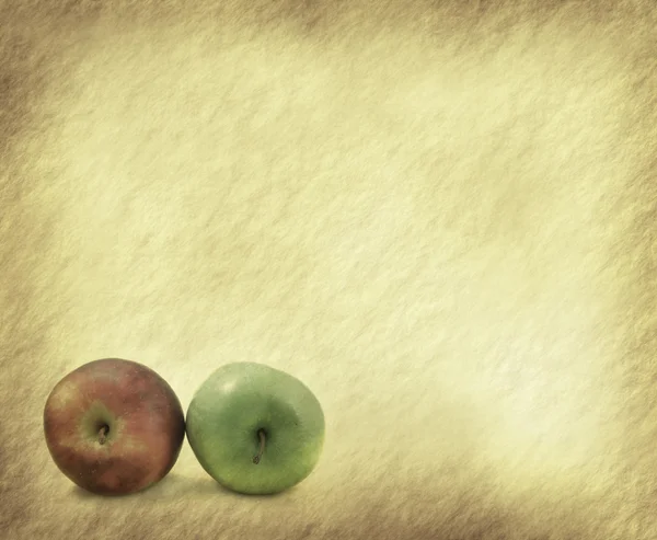 Apple on grunged paper background — Stock Photo, Image