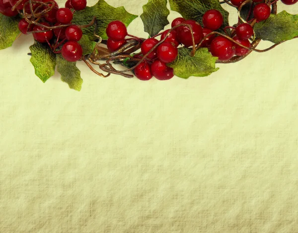 Cherry framework of christmas decorations on paper — Stock Photo, Image