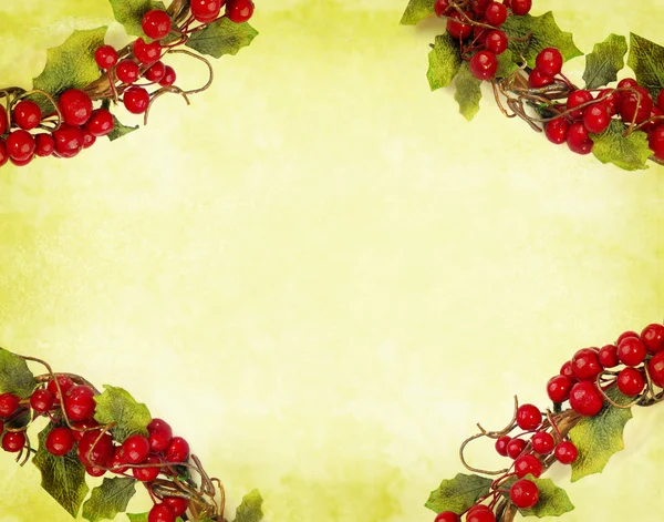 在纸上的圣诞装饰品的樱桃框架 — 图库照片