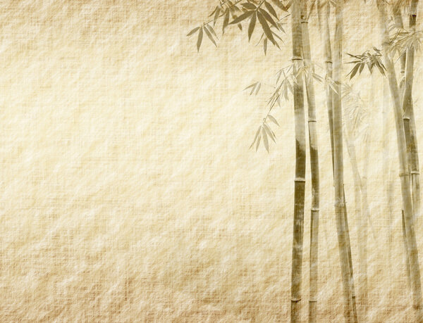 Bamboo on old grunge antique paper texture