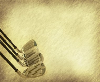Golf Clubs and Balls on Grunge Abstract Background clipart