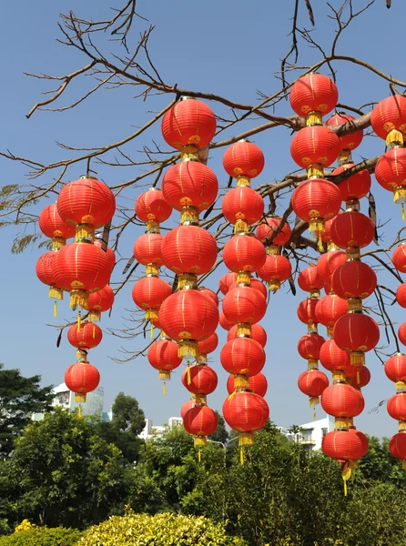 stock image Festive chinese red lantern decorations